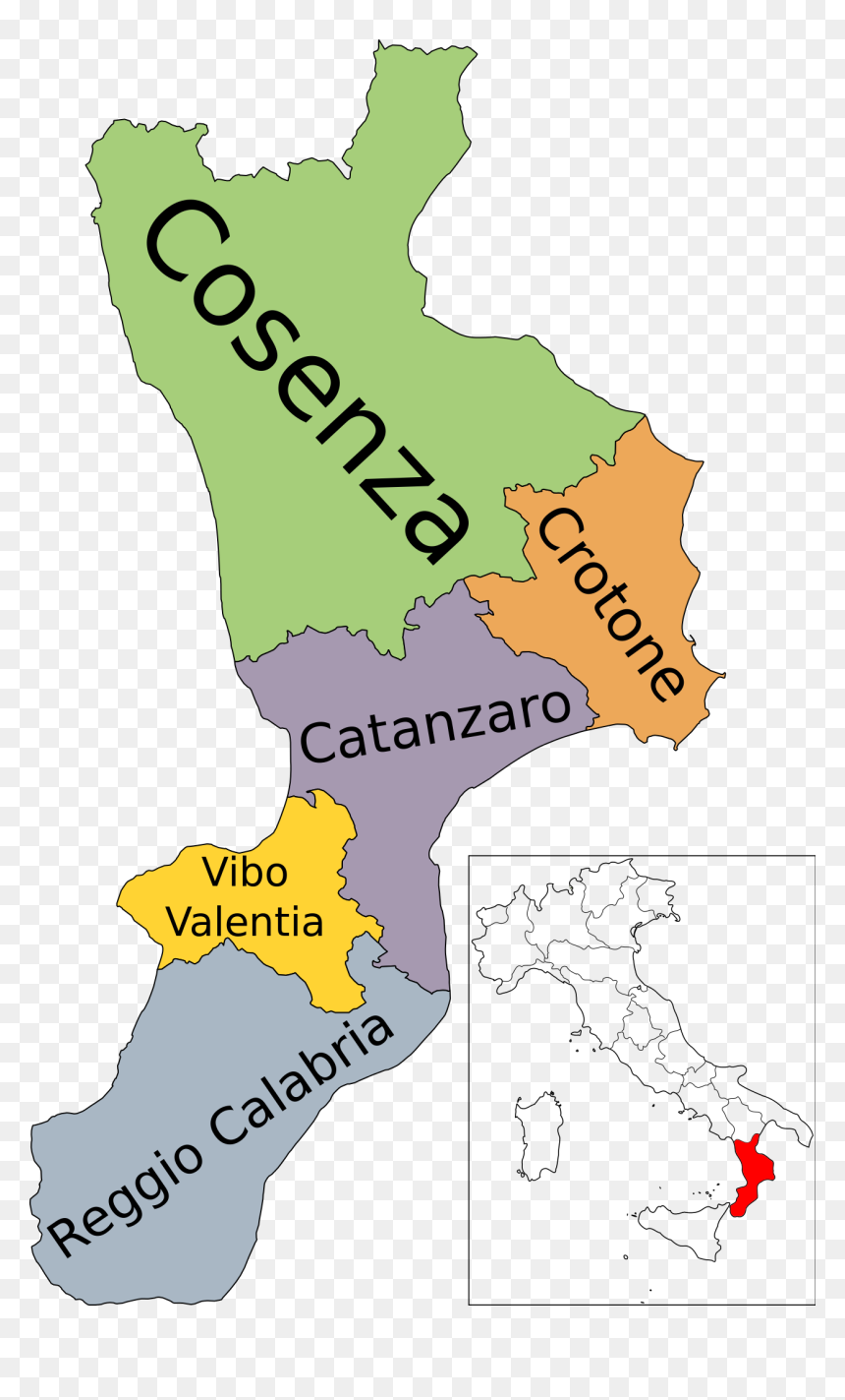 Map Of Italy Calabria Region, HD Png Download - italy map png