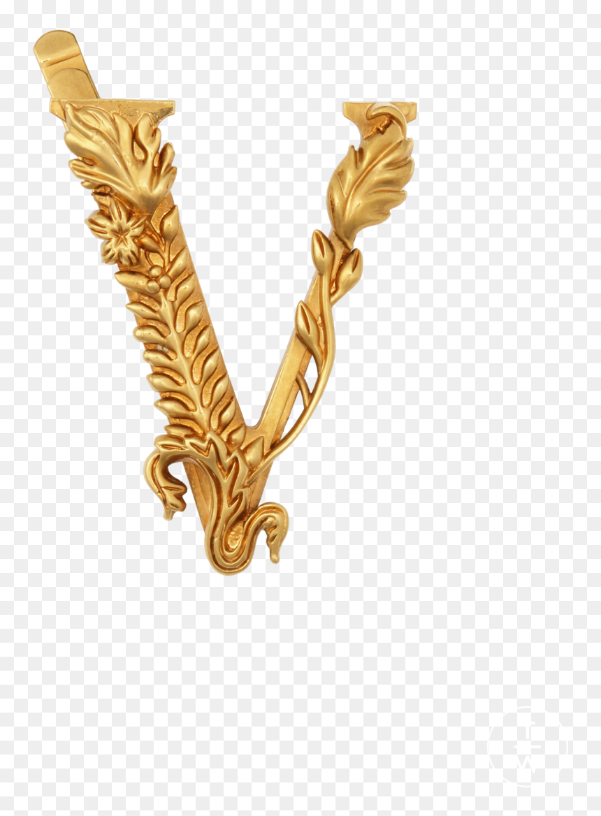 Fashion Week Milan Fall/winter 2019 Look 26 From The - Versace V Hair Clip, HD Png Download - falling snow texture png