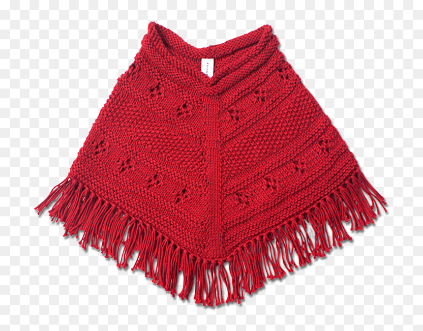 Hand Knitted Classic Red Poncho - Red Poncho Png, Transparent Png - poncho png