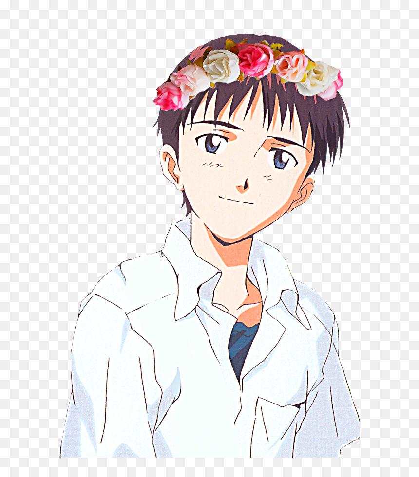 “ Transparent Shinji With Flower Crown For Your Blog - Shinji Ikari Flower Crown, HD Png Download - shinji png