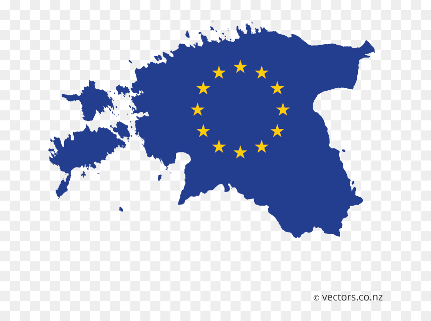 Eu Flag Vector Map Of Estonia - Estonia Vector Map, HD Png Download - eu flag png