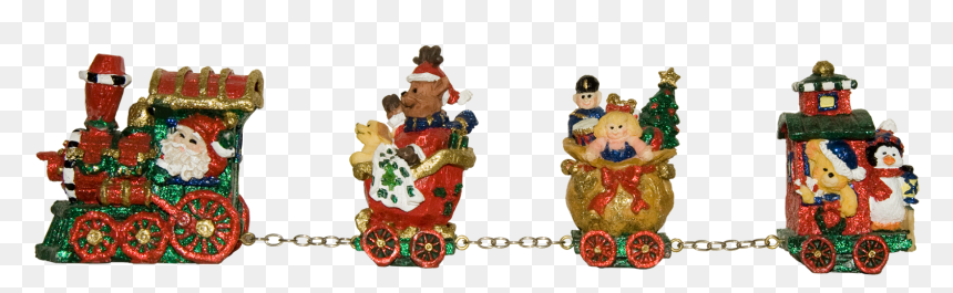 A Resin Christmas Train With 4 Parts, Covered With - Christmas Ornament, HD Png Download - christmas wreath .png