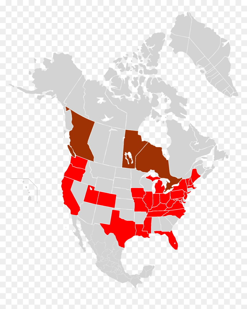 North America Usl Premier League Map 2011 - Bison Historic Range, HD Png Download - premier league png