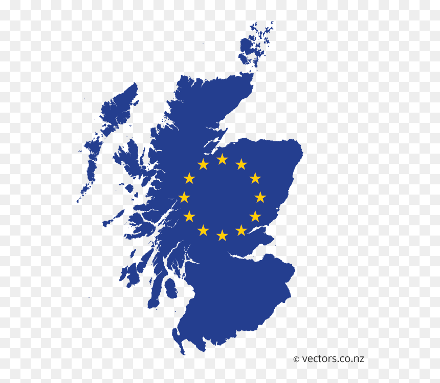Eu Flag Vector Map Of Scotland - Outline Printable Scotland Map, HD Png Download - eu flag png