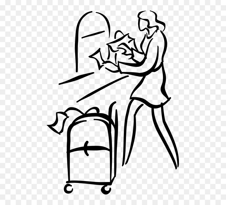 Vector Illustration Of Traveler With Luggage Suitcase - Line Art, HD Png Download - ticket vector png