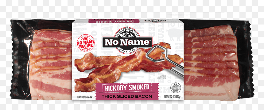 No Name® Natural Hickory Smoked Thick Sliced Bacon - Crispy Fried Chicken, HD Png Download - bacon.png