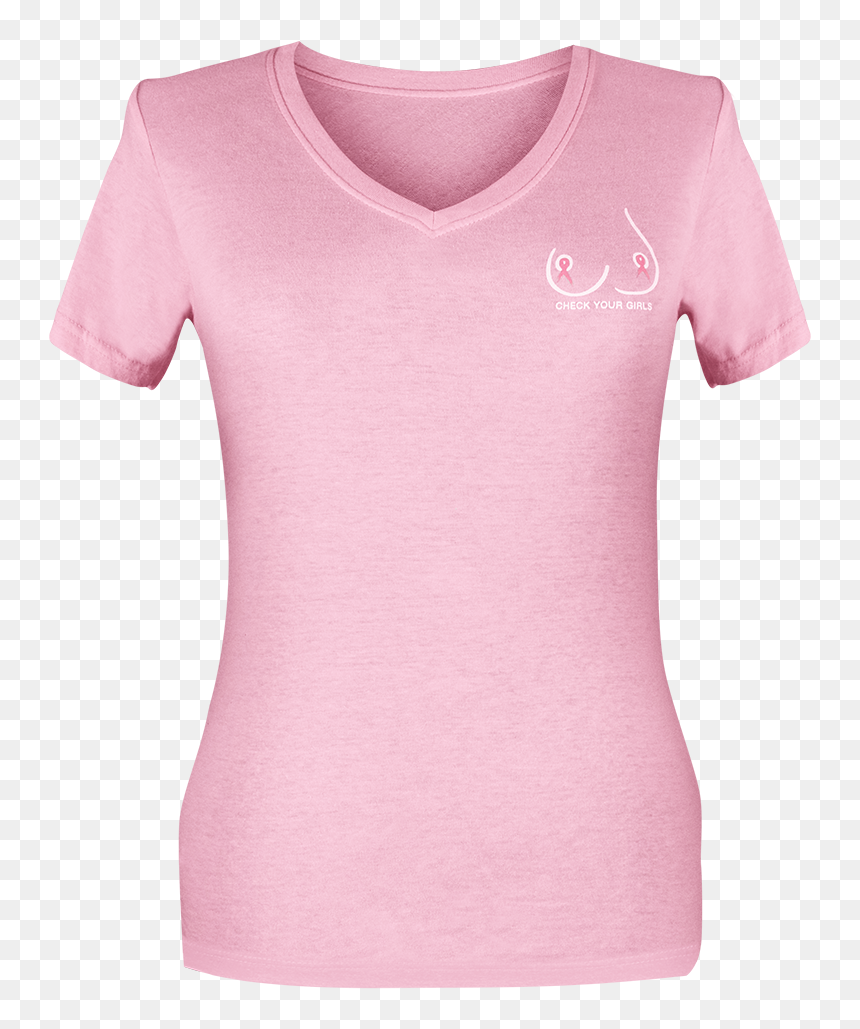 7 Pink V Neck Front - Active Shirt, HD Png Download - pink shirt png
