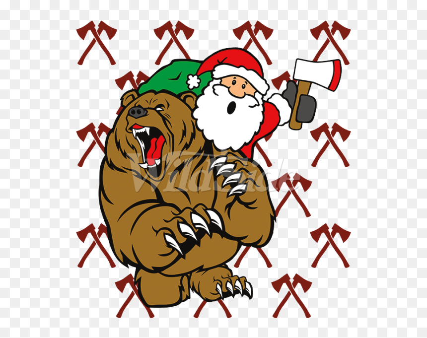 Santa Fights A Bear - Cartoon, HD Png Download - santa .png