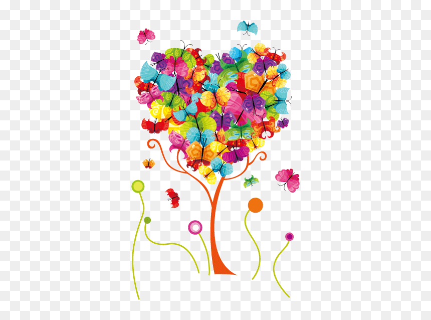 Butterfly Cartoon Clip Art - Heart Tree Gif, HD Png Download - fresh png