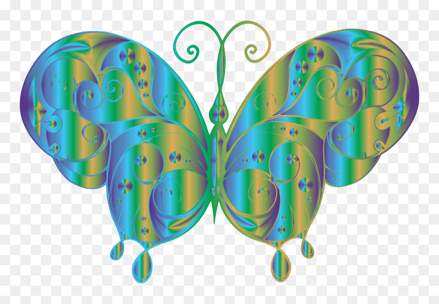 Flourish Butterfly Silhouette Prismatic - Illustration, HD Png Download - wind swirls png