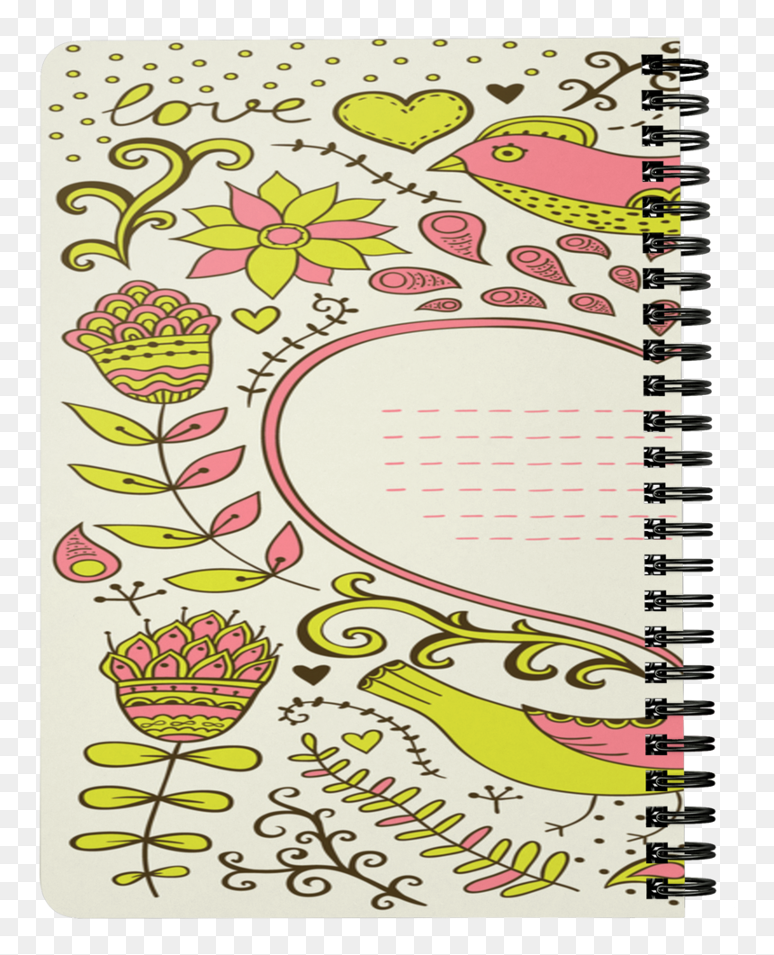 Vintage Retro Background Floral Ornament Heart Notebook - Motif, HD Png Download - vintage background png