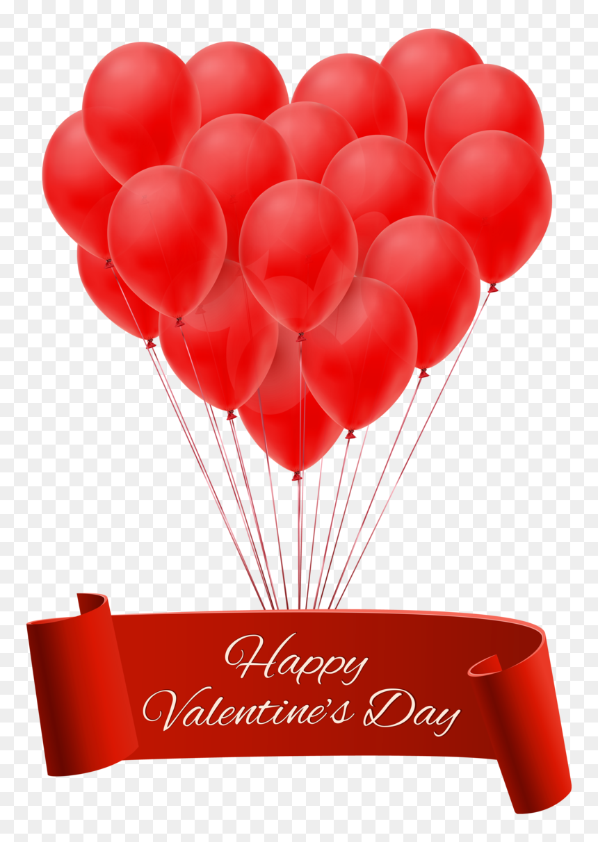 Heart Valentine"s With Balloon Balloons Banner Day - Happy Valentine's Day Images Png, Transparent Png - heart banner png