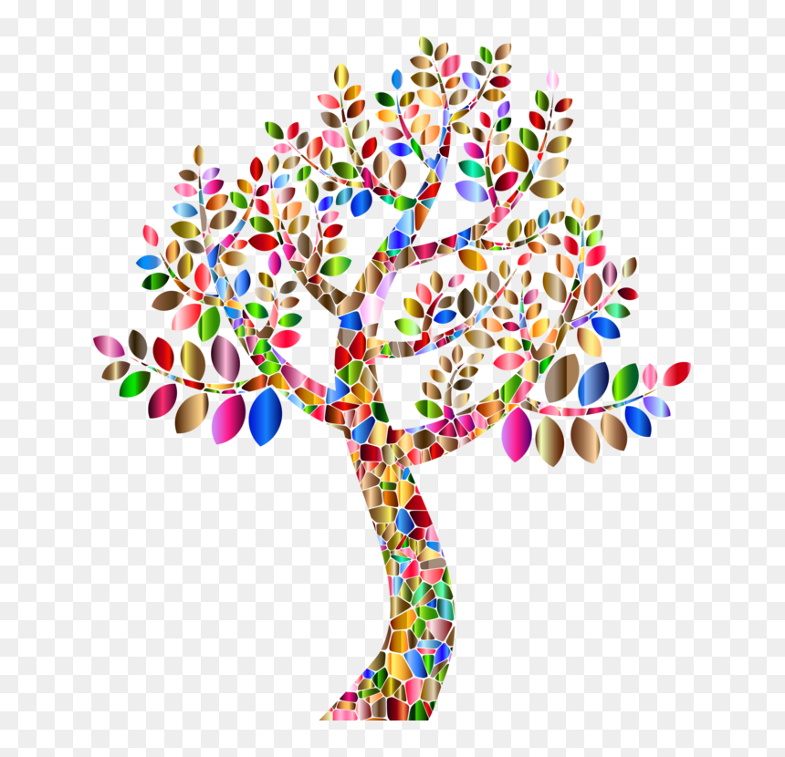 Flower,petal,tree - Colorful Heart Tree Clipart, HD Png Download - eucalyptus tree png