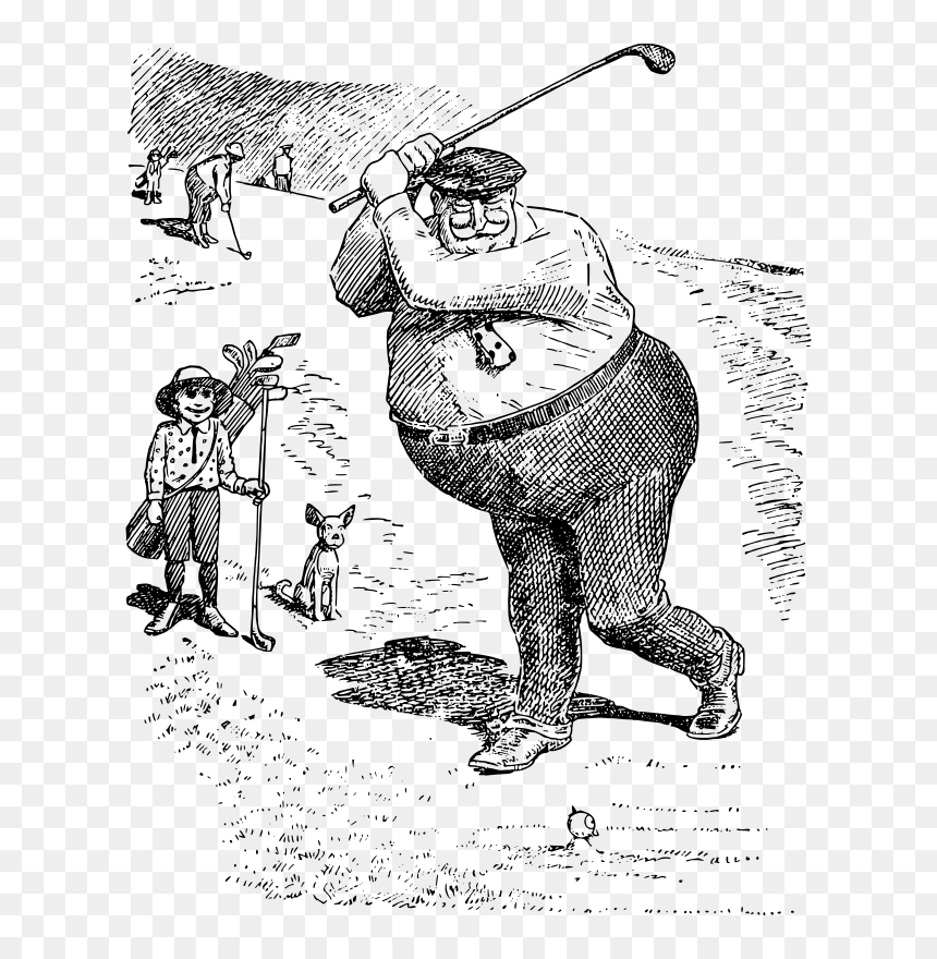 Fat Man Golfs - Drawing, HD Png Download - golf swing png