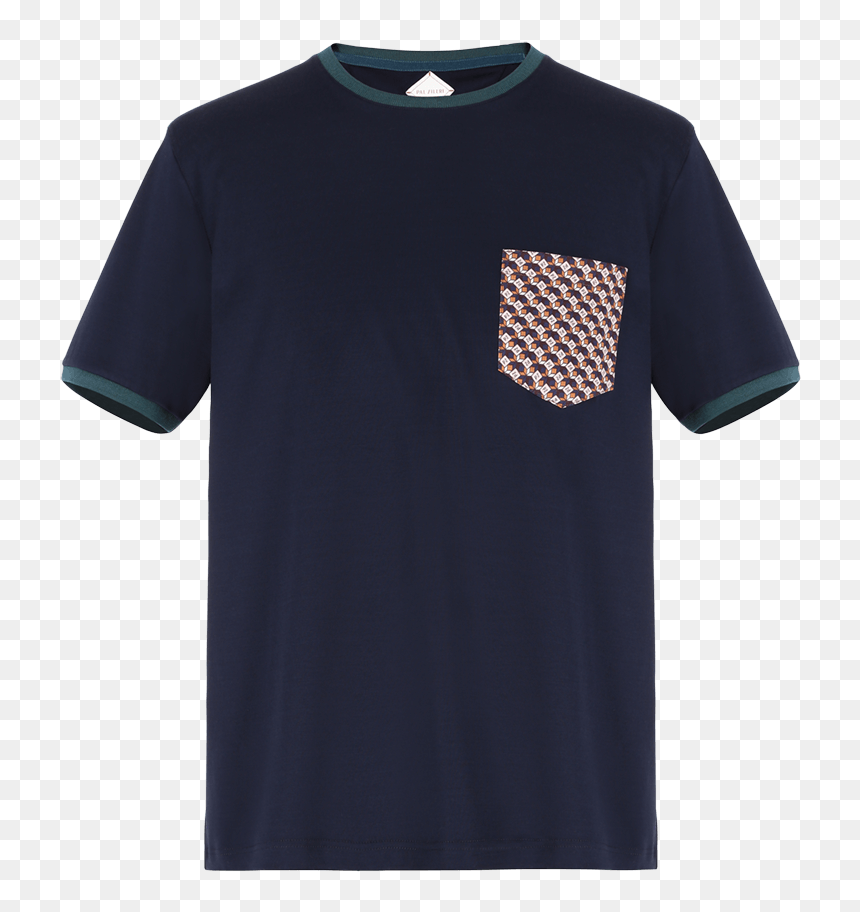 Crew Neck T Shirt With Logo Print Chest Pocket Ss19 - Active Shirt, HD Png Download - shirt pocket png
