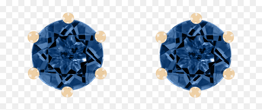Stud Earrings 6 Prongs Sapphire Blue In Rose Gold - Earrings, HD Png Download - diamond earrings png