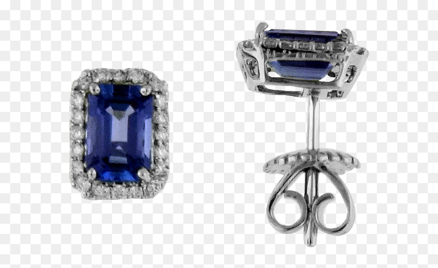 Tanzanite And Diamond Earrings Set In 14k White Gold - Earrings, HD Png Download - diamond earrings png