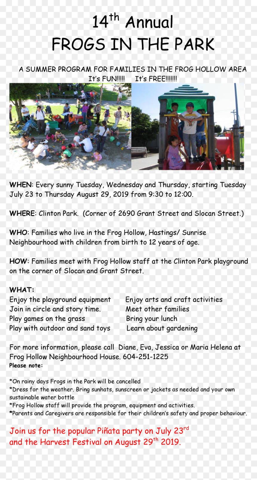 Frogs In The Park Flyer - Tree, HD Png Download - wednesday frog png