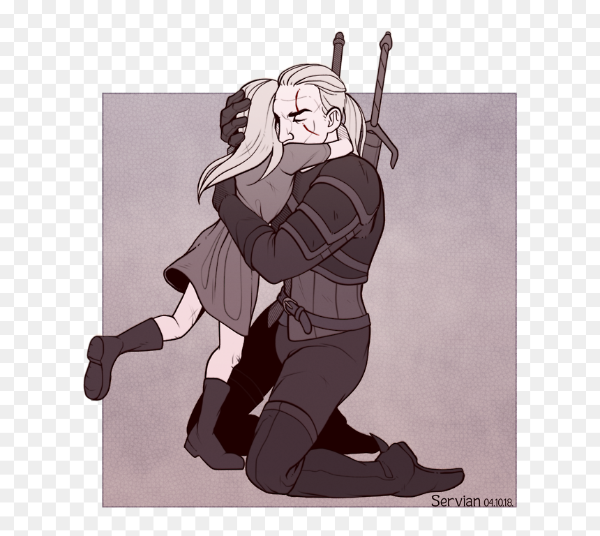 Geralt And Ciri By Servian-nya On Tumblr - Geralt Ciri, HD Png Download - geralt png