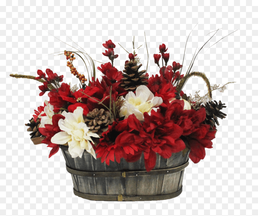 Rustic Pumpkins Poinsettias Christmas Bouquet Back - Bouquet, HD Png Download - rustic flowers png