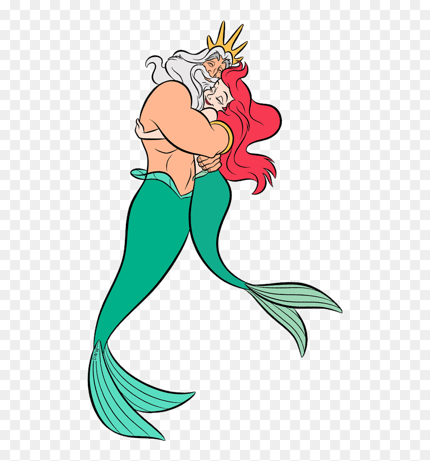 Ariels Sisters Clipart - King Triton And Ariel, HD Png Download - hugging png