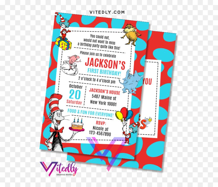 Dr Seuss Invitations, HD Png Download - minions party png