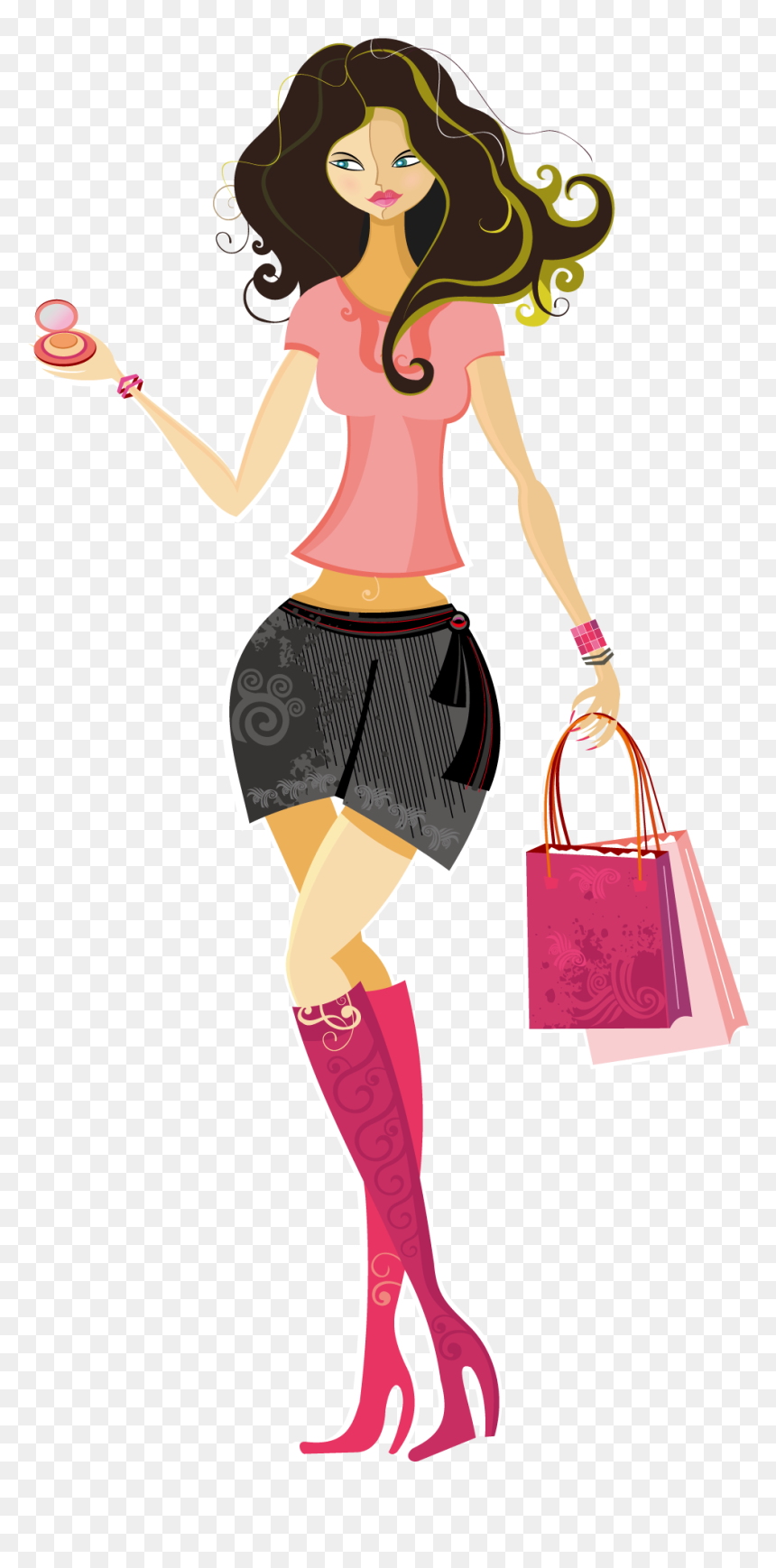 Graphic Freeuse Stock Shopping Download Girl Makeup - Shopping Vector, HD Png Download - makeup vector png