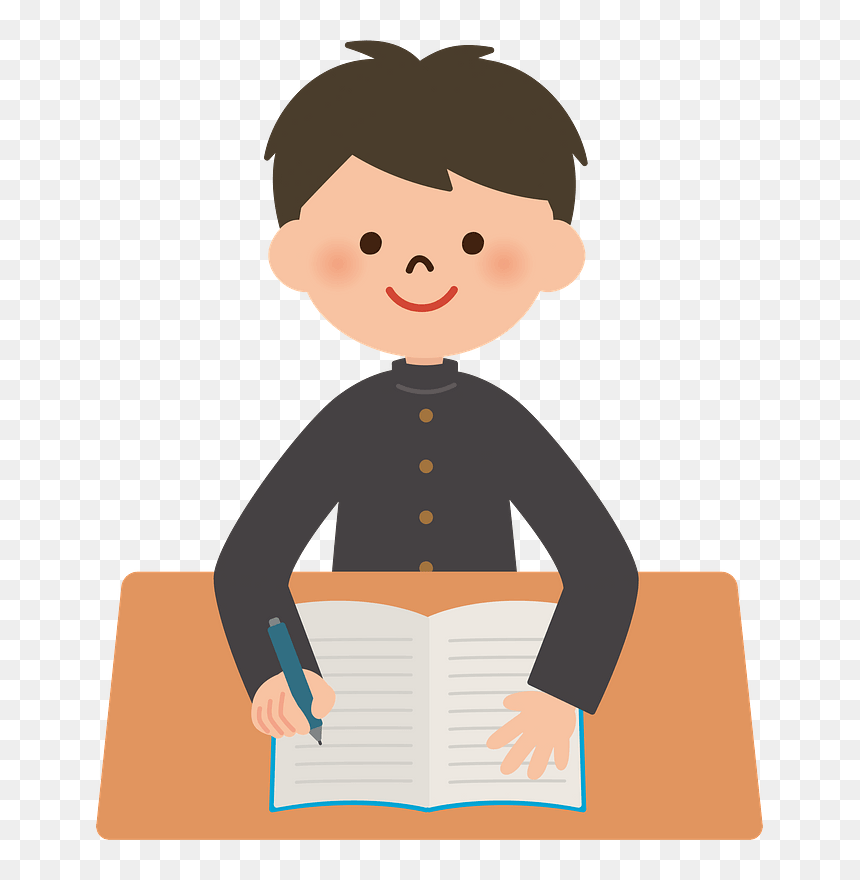 Male Student Writing Notebook Clipart - ノート を とる イラスト, HD Png Download - notebook clipart png