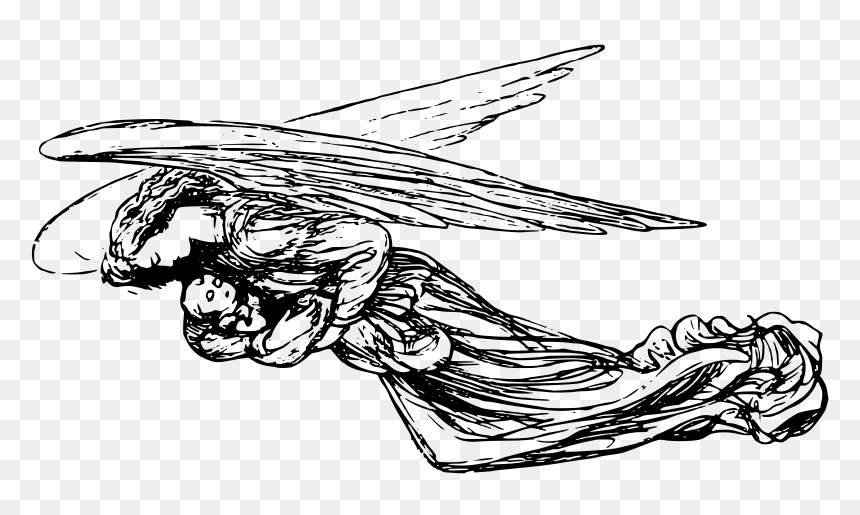 Angel With Baby - Angel Transparent Black And White, HD Png Download - baby angel wings png