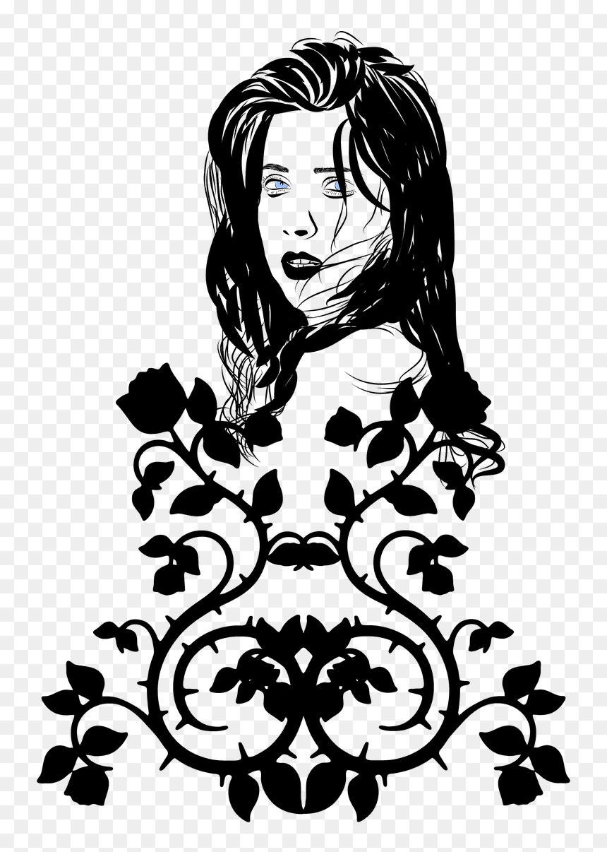 Black Rose With Thorns Girl, HD Png Download - gothic rose png