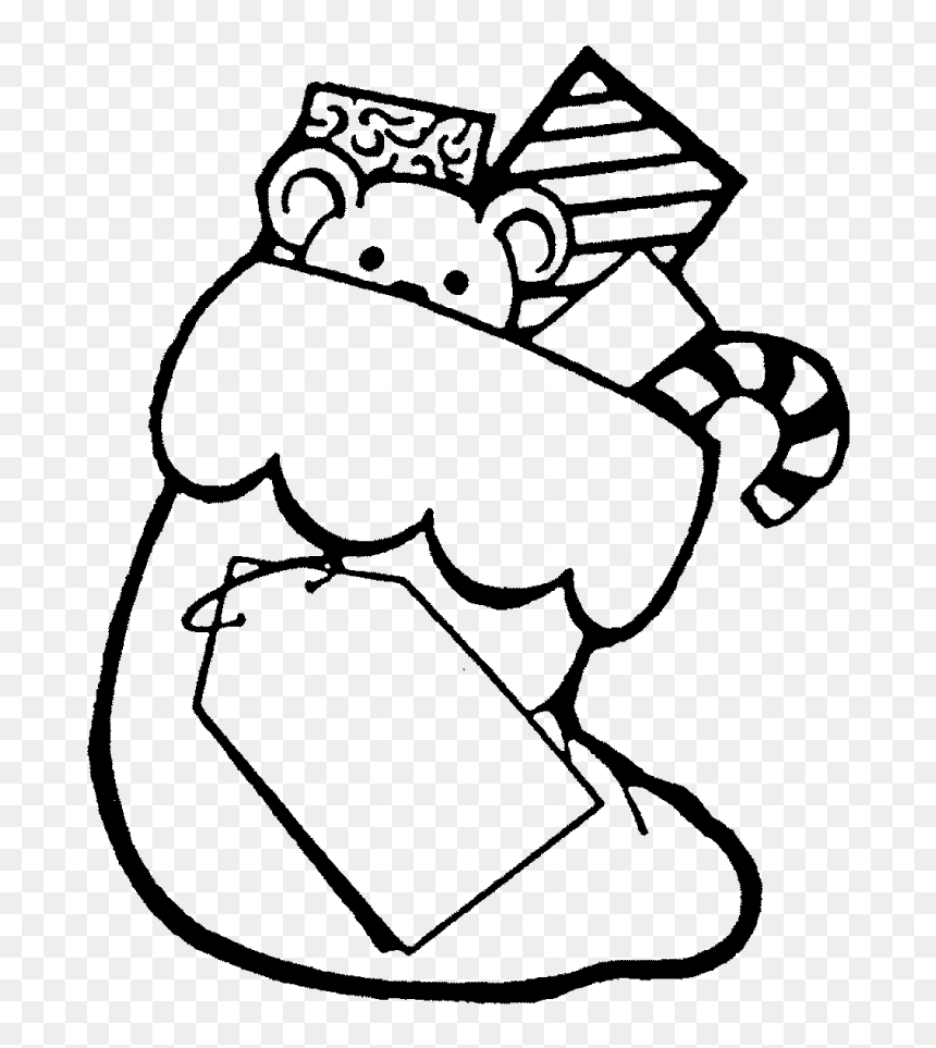 Zoom Christmas Stocking Rubber Stamp - Black And White Christmas Stocking Transparent, HD Png Download - blank stamp png