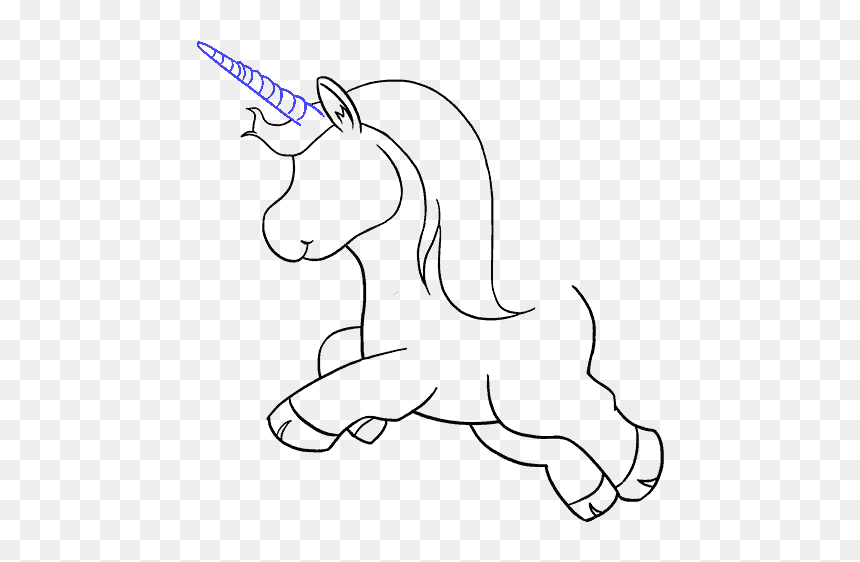 How To Draw Unicorn - Draw An Easy Unicorn, HD Png Download - kawaii unicorn png