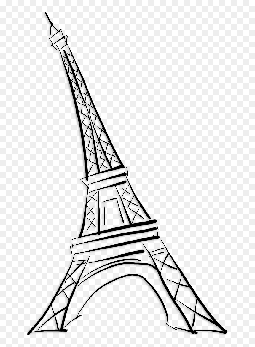 Line Art, HD Png Download - eiffel tower drawing png