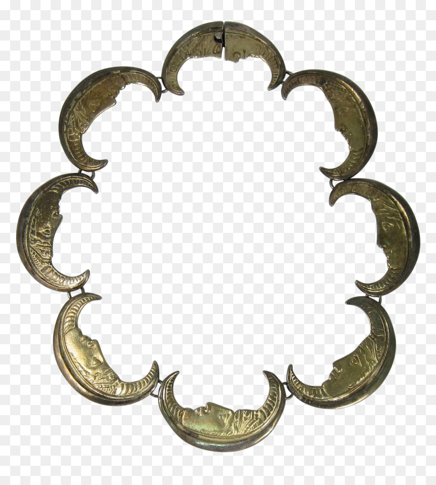 Vintage Crown Trifari Unusual Crescent Moon Face Necklace - Blume Symbol, HD Png Download - crescent moon emoji png