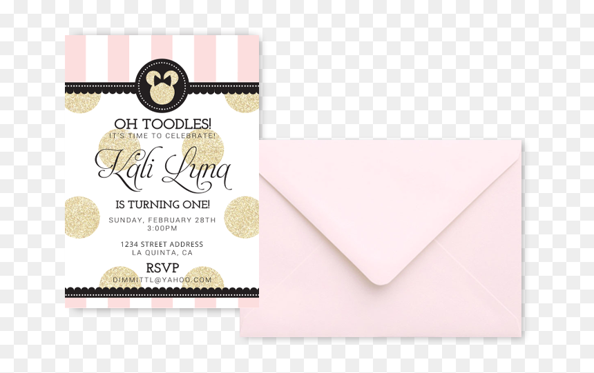 Minnie Mouse Baby Birthday Invitations Dcmediadesign1 - Envelope, HD Png Download - toodles png