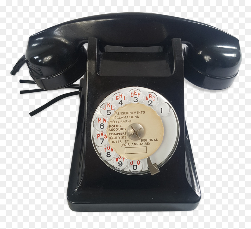 Rotating Black Bakelite Rotary Phone French France - Corded Phone, HD Png Download - rotary phone png