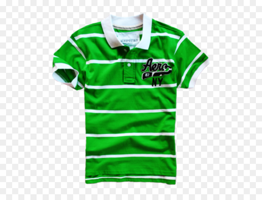 ~aeropostale Green Striped Polo Shirt With Embroidery, HD Png Download - aeropostale png
