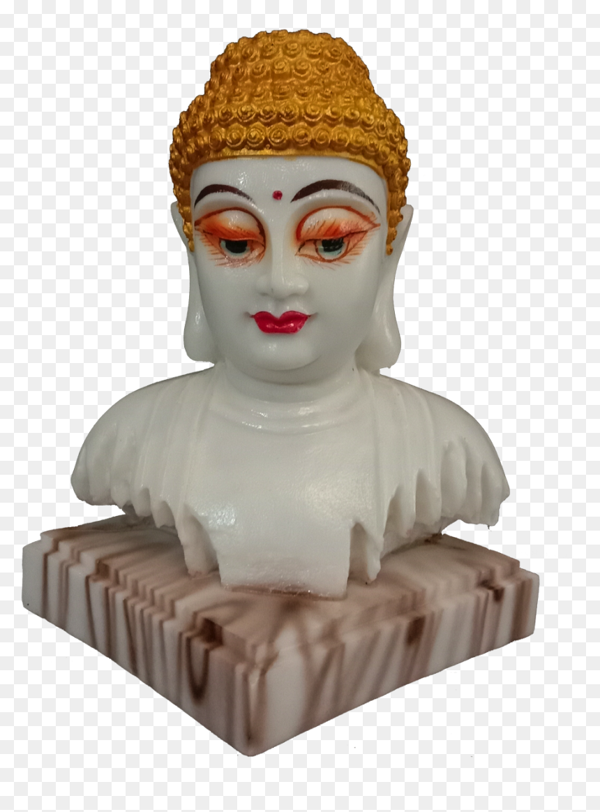 White Golden Marble Look Buddha Statue Murti Figurine - Gautama Buddha, HD Png Download - marble bust png