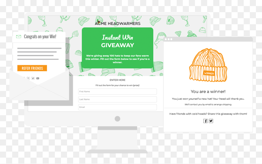 Immediately Reveal Win After Entry - Giveaway Landing Page Examples, HD Png Download - win prizes png