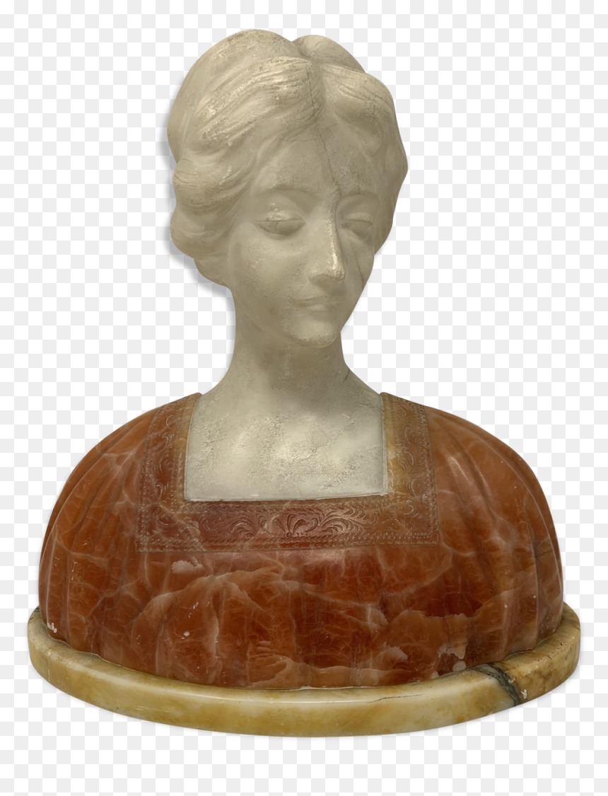 Sculpture Bust Feminine In Polychrome, Marble And Alabaster, HD Png Download - marble bust png