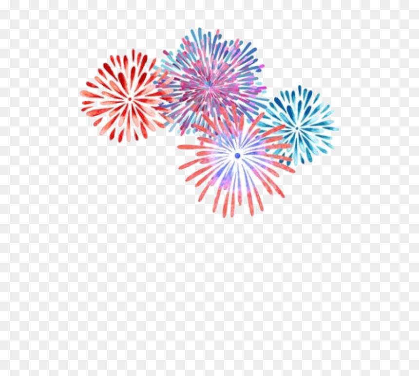#watercolor #fireworks #independanceday #fourthofjuly - Watercolor Fireworks, HD Png Download - blue fireworks png