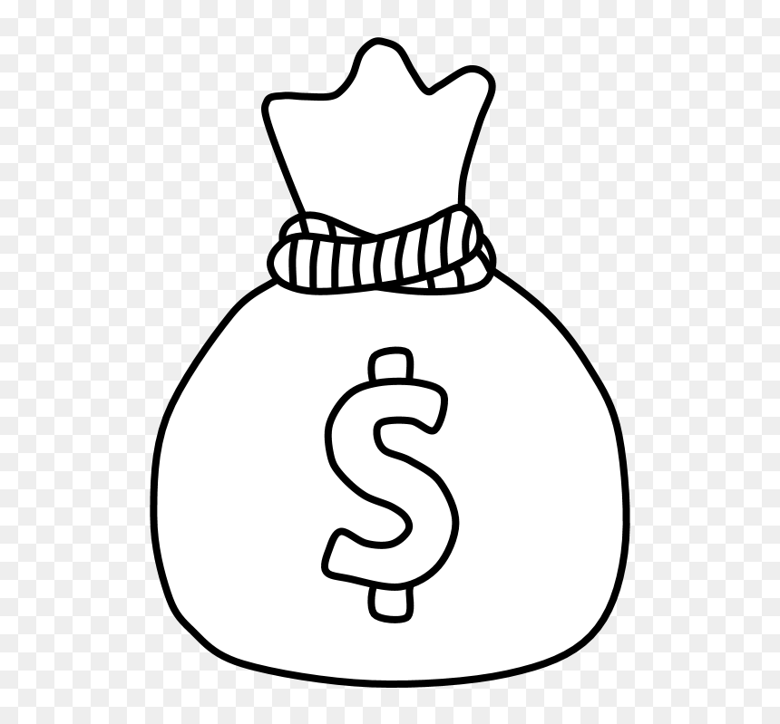 Money Bag, Black And White - Illustration, HD Png Download - moneybag png