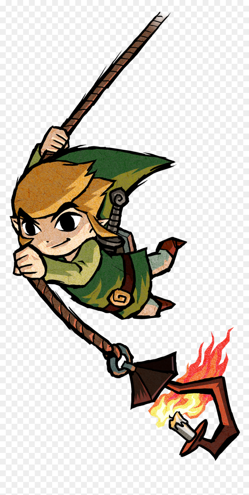 Zelda Wind Waker Rope Swinging, HD Png Download - wind waker link png