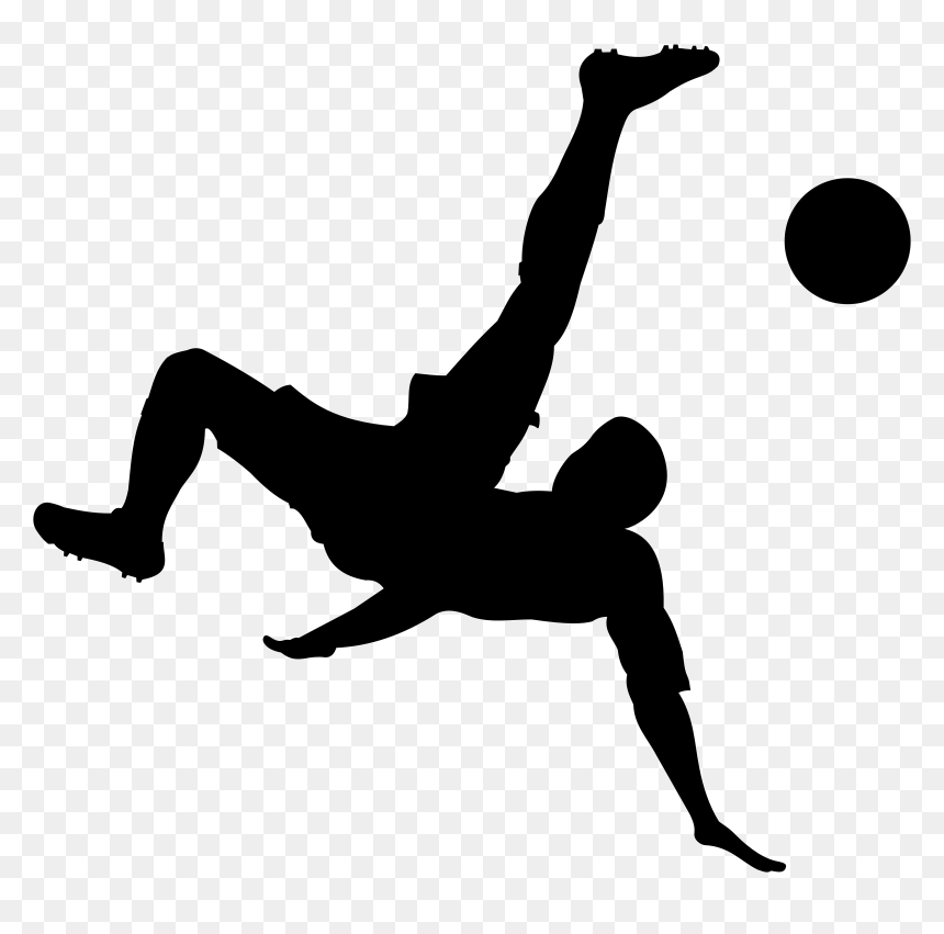 Bicycle Kick Soccer Silhouette, HD Png Download - footbal png