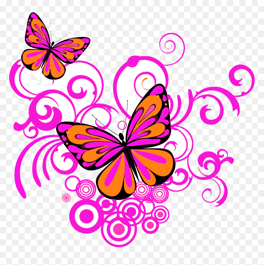 Pink Butterfly Border Png, Transparent Png - butterfly border png