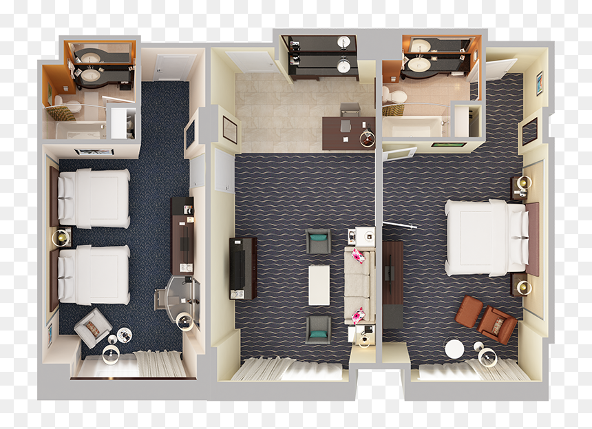 3d Floor Plan Hilton Orlando, HD Png Download - bed top view png