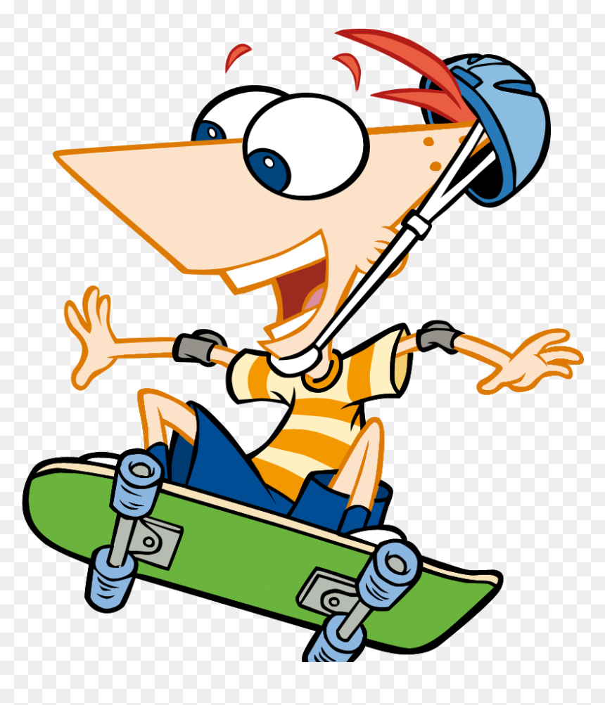 Phineas Y Ferb - Phineas And Ferb On A Skateboard, HD Png Download - phineas and ferb png