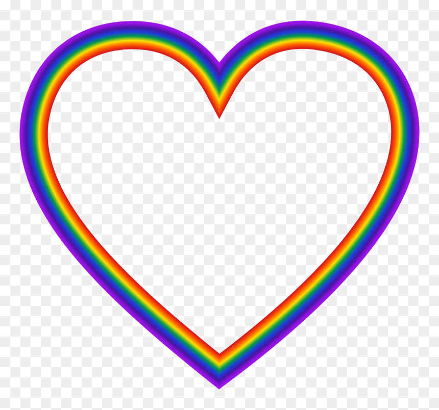Rainbow Heart - Red White Blue Heart, HD Png Download - rainbow frame png