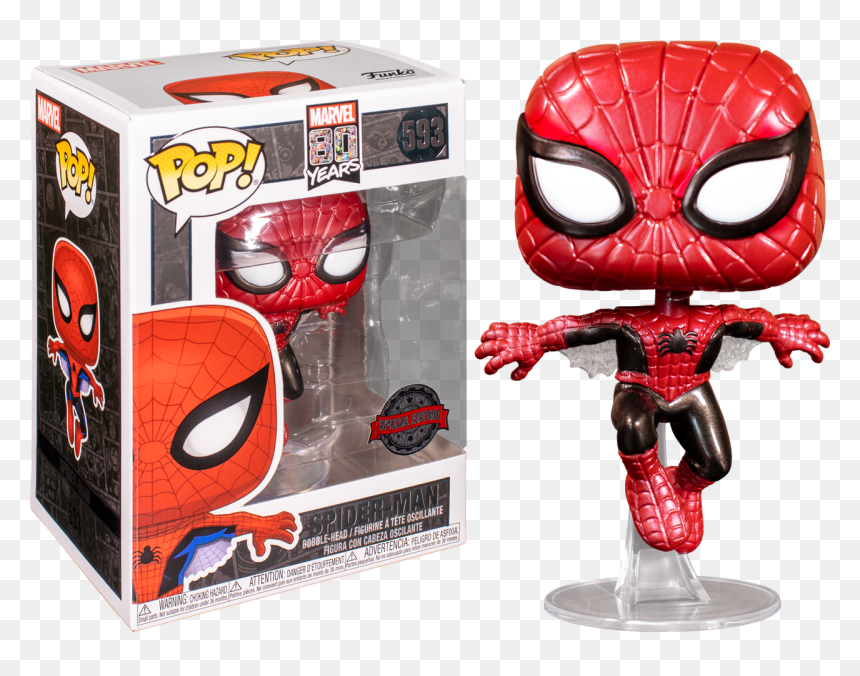 Spider Man First Appearance Metallic 80th Anniversary - Funko Pop Spider Man 80 Years, HD Png Download - spiderman swinging png