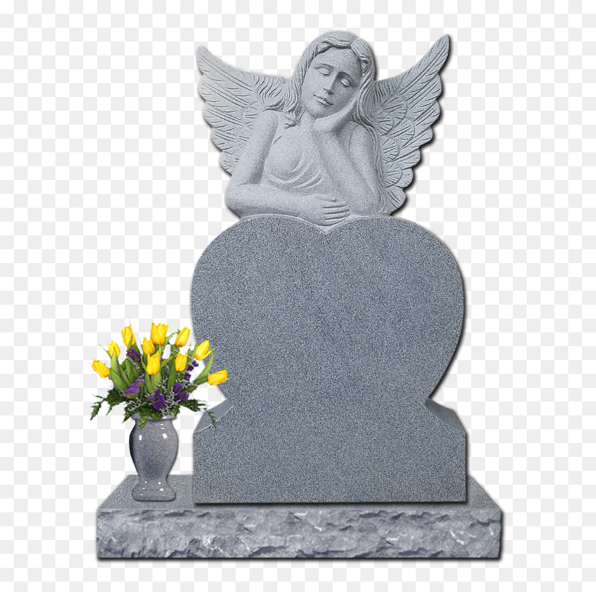 Dreaming Angel Heart Gray - Headstone, HD Png Download - male angel png